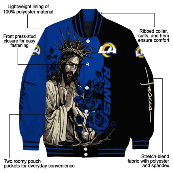 los angeles rams hands in prayer blue black jacket new arrival