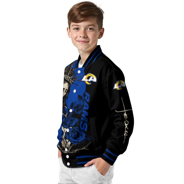 los angeles rams hands in prayer blue black jacket trendy