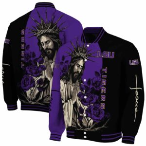 lsu tigers hands in prayer purple black jacket fashion forward
