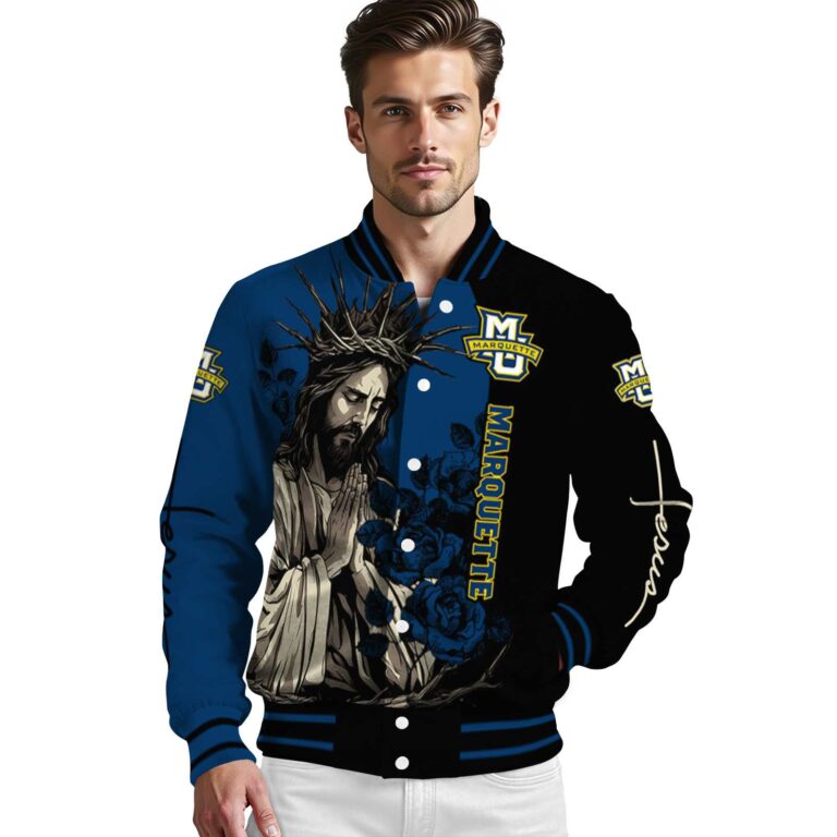 marquette golden eagles hands in prayer blue black jacket high quality