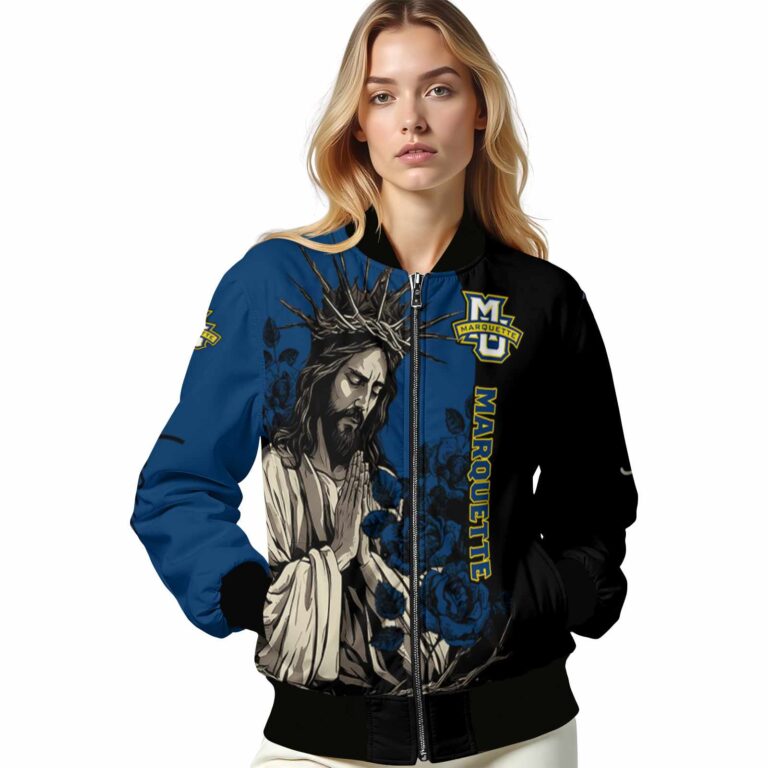 marquette golden eagles hands in prayer blue black jacket latest model