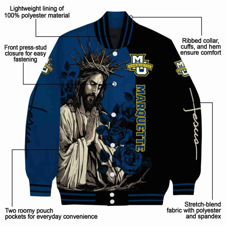 marquette golden eagles hands in prayer blue black jacket new arrival