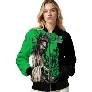 marshall thundering herd hands in prayer green black jacket latest model