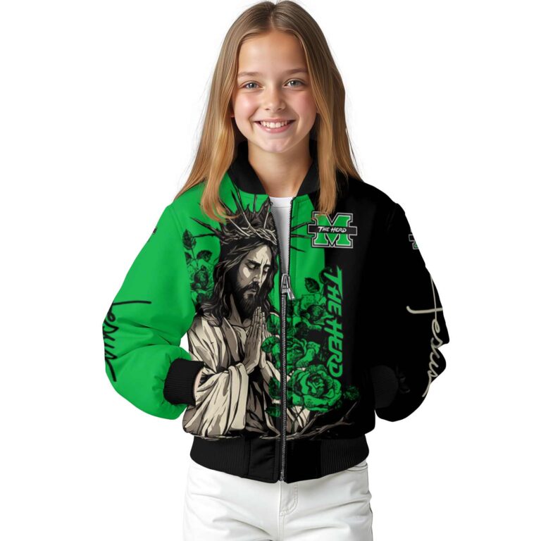 marshall thundering herd hands in prayer green black jacket top rated