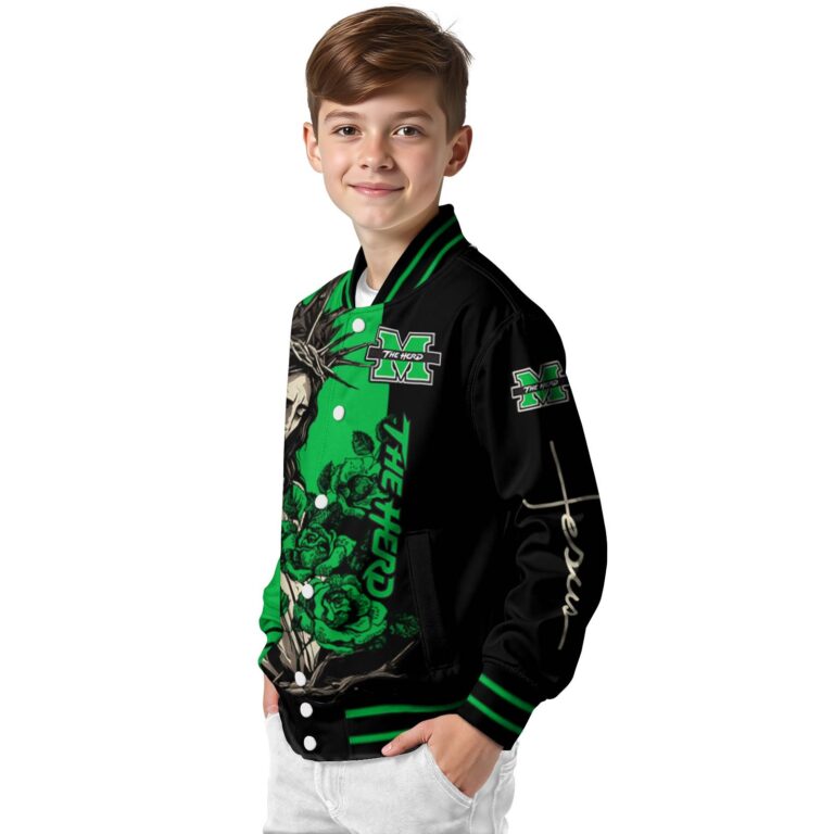 marshall thundering herd hands in prayer green black jacket trendy