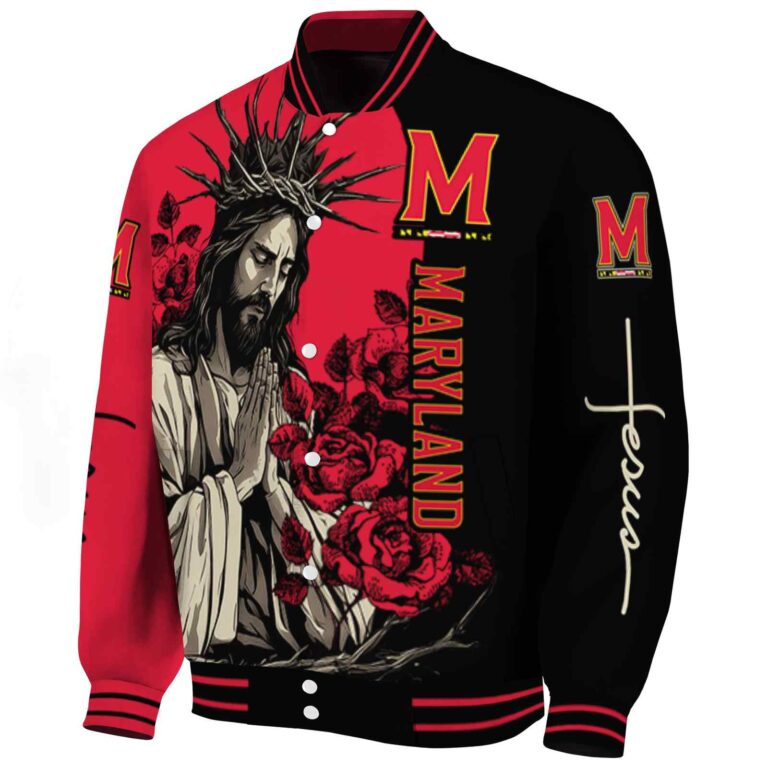 maryland terrapins hands in prayer red black jacket best selling