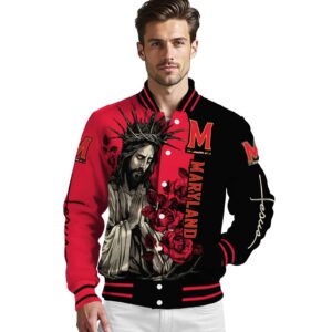 maryland terrapins hands in prayer red black jacket high quality