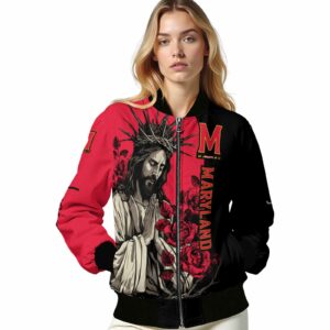 maryland terrapins hands in prayer red black jacket latest model