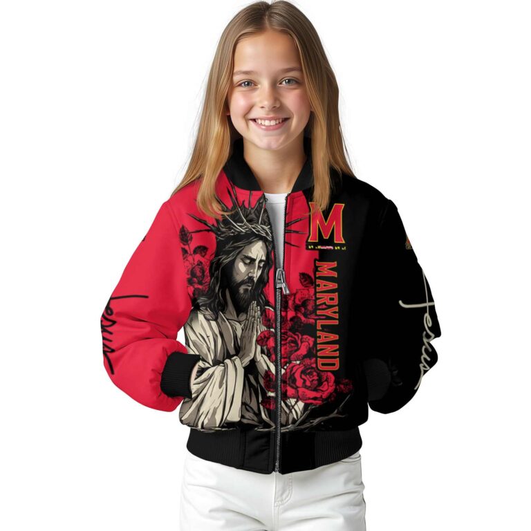 maryland terrapins hands in prayer red black jacket top rated