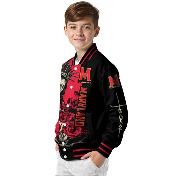 maryland terrapins hands in prayer red black jacket trendy