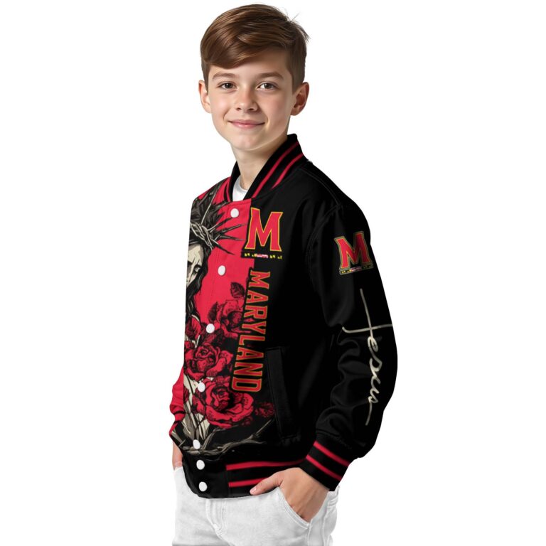 maryland terrapins hands in prayer red black jacket trendy