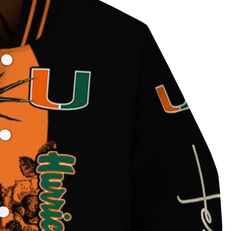 miami hurricanes hands in prayer orange black jacket premium grade