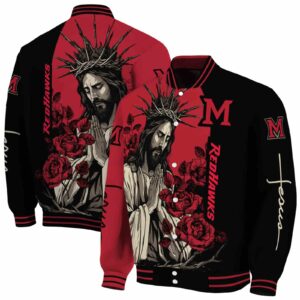 miami redhawks hands in prayer red black jacket fashion forward