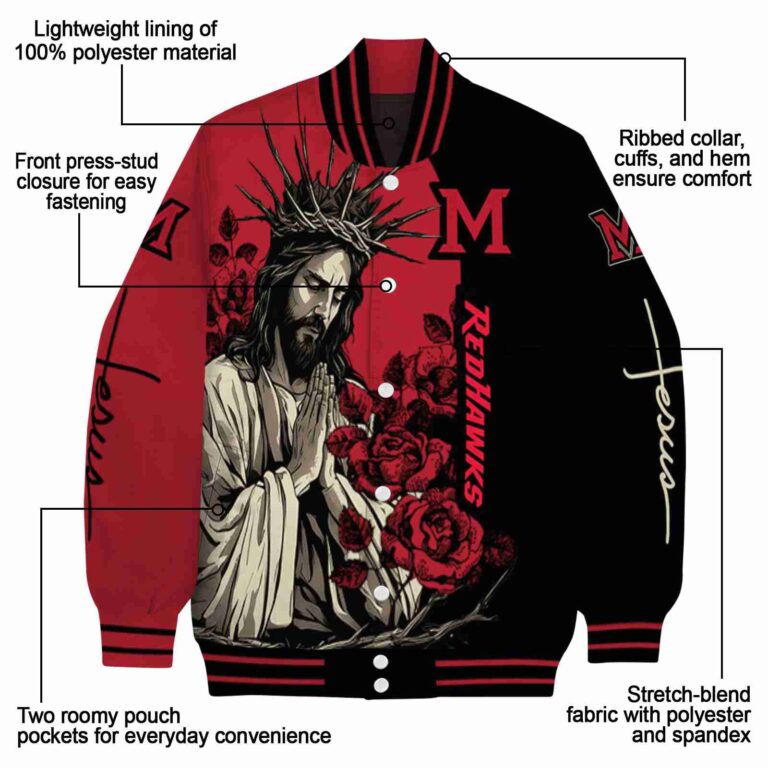 miami redhawks hands in prayer red black jacket new arrival