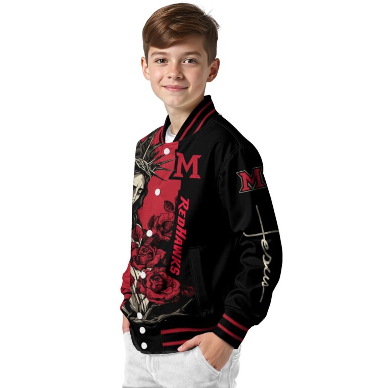 miami redhawks hands in prayer red black jacket trendy