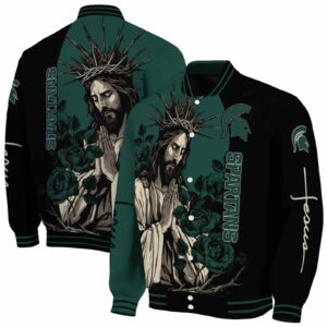 michigan state spartans hands in prayer green black jacket fashion forward