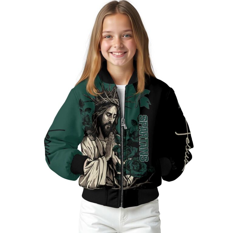 michigan state spartans hands in prayer green black jacket top rated