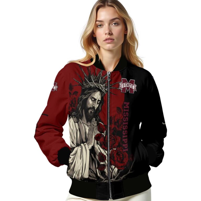 mississippi state bulldogs hands in prayer maroon black jacket latest model