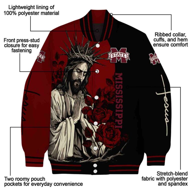 mississippi state bulldogs hands in prayer maroon black jacket new arrival