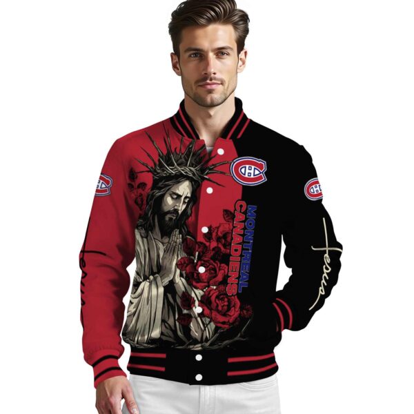 montreal canadiens hands in prayer red black jacket high quality