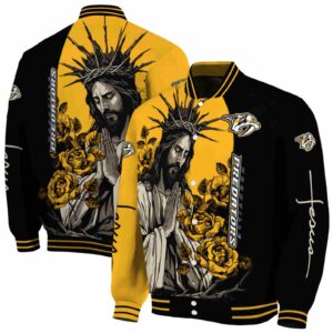 nashville predators hands in prayer gold black jacket fashion forward