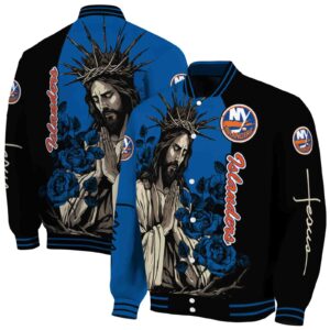 new york islanders hands in prayer blue black jacket fashion forward
