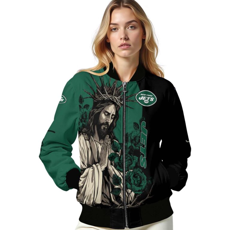 new york jets hands in prayer green black jacket latest model