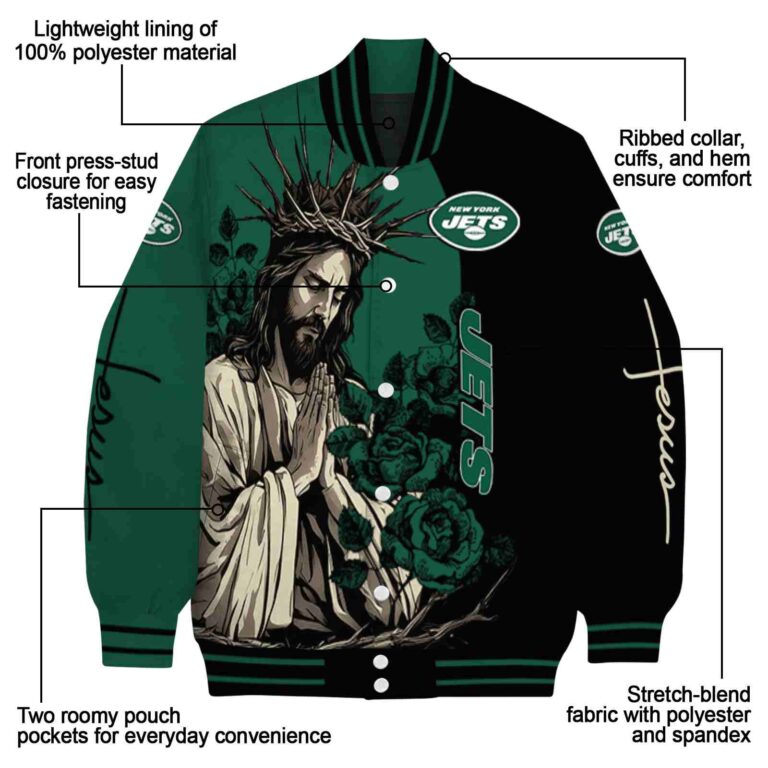 new york jets hands in prayer green black jacket new arrival