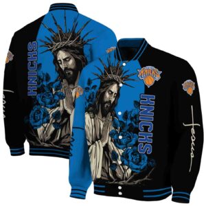 new york knicks hands in prayer blue black jacket fashion forward