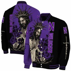 northwestern wildcats hands in prayer purple black jacket fashion forward