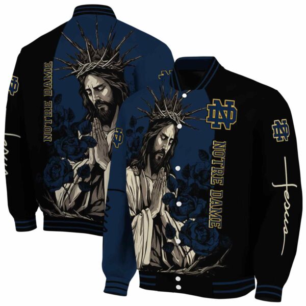 notre dame fighting irish hands in prayer navy black jacket fashion forward