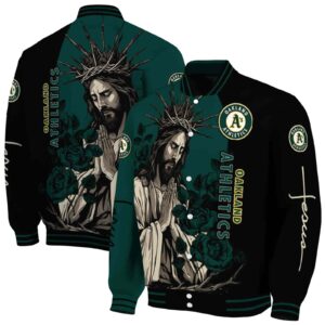 oakland athletics hands in prayer green black jacket fashion forward