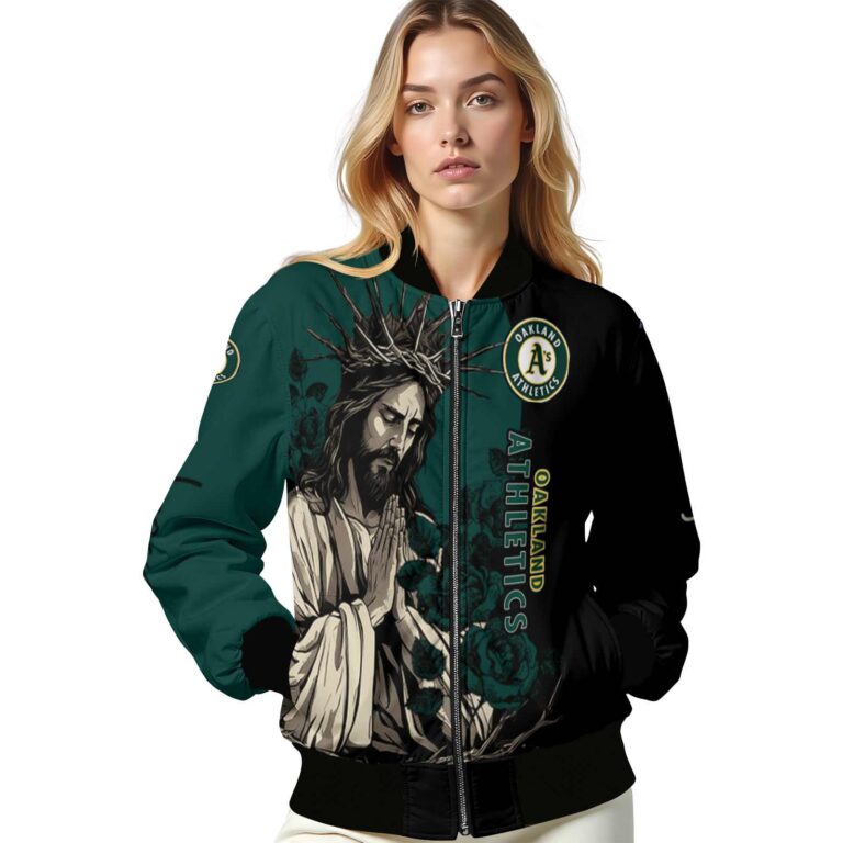 oakland athletics hands in prayer green black jacket latest model
