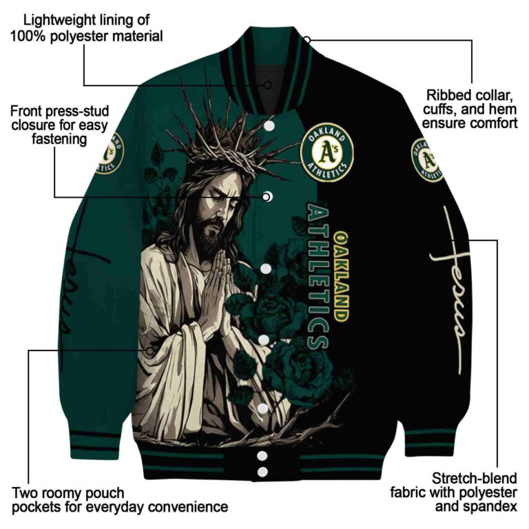 oakland athletics hands in prayer green black jacket new arrival
