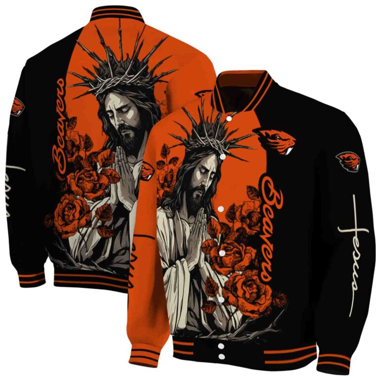 oregon state beavers hands in prayer orange black jacket fashion forward