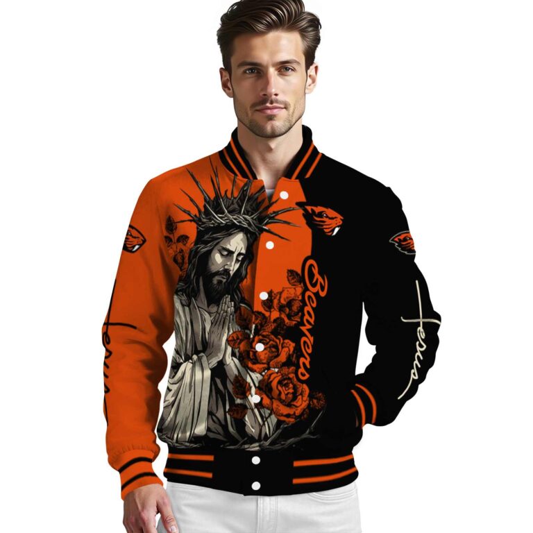 oregon state beavers hands in prayer orange black jacket high quality