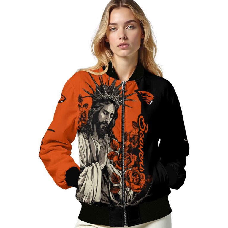 oregon state beavers hands in prayer orange black jacket latest model