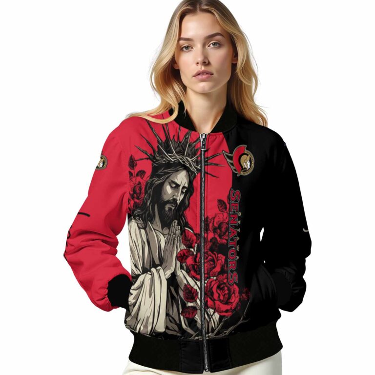 ottawa senators hands in prayer red black jacket latest model