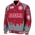 personalized alabama crimson tide fire graphic crimson jacket best selling