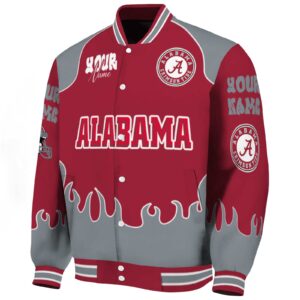 personalized alabama crimson tide fire graphic crimson jacket best selling