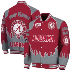 personalized alabama crimson tide fire graphic crimson jacket fashion forward