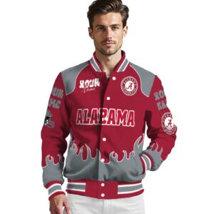 personalized alabama crimson tide fire graphic crimson jacket high quality