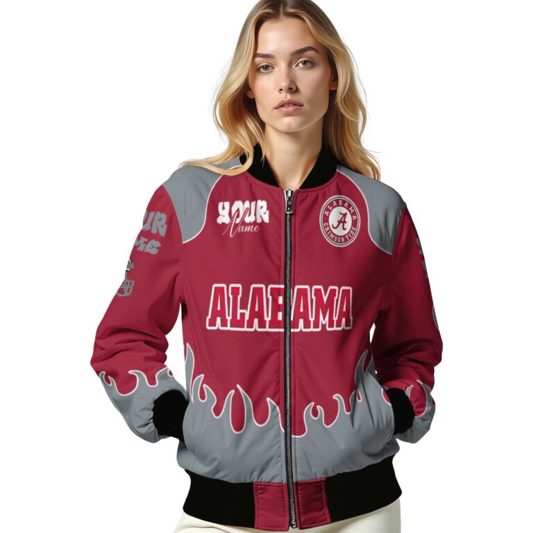 personalized alabama crimson tide fire graphic crimson jacket latest model