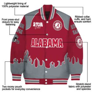 personalized alabama crimson tide fire graphic crimson jacket new arrival