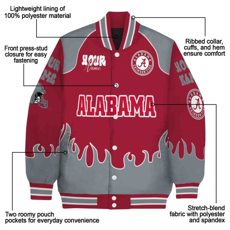 personalized alabama crimson tide fire graphic crimson jacket new arrival