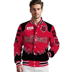 personalized arkansas state red wolves fire graphic scarlet jacket high quality