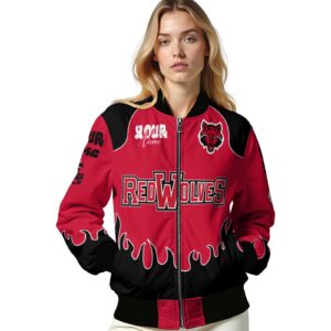 personalized arkansas state red wolves fire graphic scarlet jacket latest model