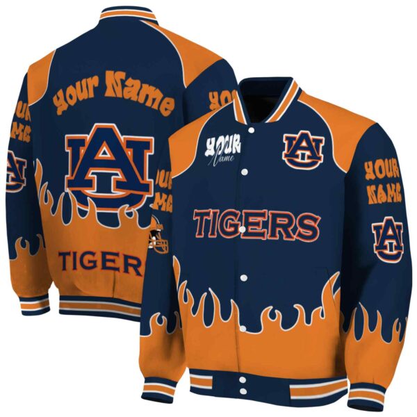 personalized auburn tigers fire graphic navy blue jacket fashion forward