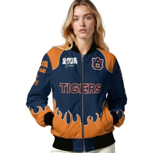 personalized auburn tigers fire graphic navy blue jacket latest model