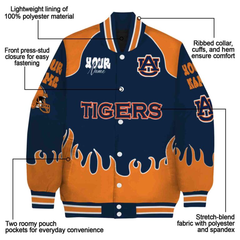 personalized auburn tigers fire graphic navy blue jacket new arrival